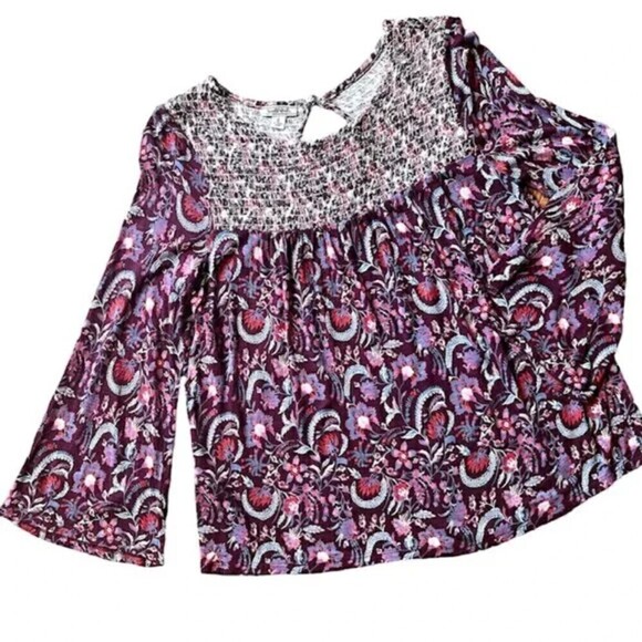 Lucky Brand Smocked Boho Flare Sleeve Shirt - Picture 3 of 9